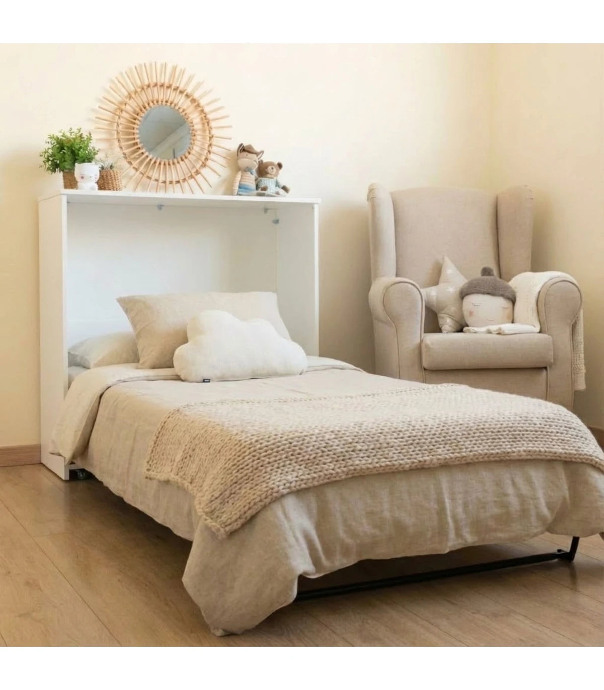 Cama Abatible 1 plaza Blanca